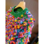 Colorful Loop Women Fringe Sweater Chunky Handcrafted Rainbow Yarn Knit Pullover Knitwear Jumper Autumn/Winter Clothing