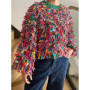 Colorful Loop Women Fringe Sweater Chunky Handcrafted Rainbow Yarn Knit Pullover Knitwear Jumper Autumn/Winter Clothing
