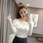 Autumn Women Knitting Full Sleeve Patchwork Sweaters Pullovers Girls Slim Floral Knitted Knitwear Tops GTA014
