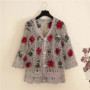 Three-Dimensional Flower Openwork Crocheted Sweater Cardigan Women's Spring And Autumn New Heavy Industry Joker Sweater 3XL Coat