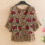 Three-Dimensional Flower Openwork Crocheted Sweater Cardigan Women's Spring And Autumn New Heavy Industry Joker Sweater 3XL Coat