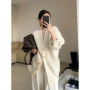 Long section in autumn and winter 100 pure cashmere cardigan lazy wind loose high-end autumn thick sweater coat.