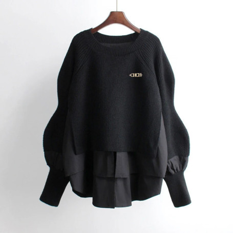 Women's Sweater Popular Autumn Winter Female Lantern Sleeve Tops Fashion Design Solid Color 2025 Loose Casual O-Neck Pullovers