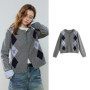 TOYOUTH Women Knits 2026 Spring New Crew Neck Cardigan Jacquard Retro Tops