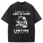 2026 Funny Printing Frog Washed T Shirt Life Is Soup I Am Fork Unisex Tee Summer Holiday Oversize O-Neck Short Sleeve Cotton Top