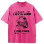 2026 Funny Printing Frog Washed T Shirt Life Is Soup I Am Fork Unisex Tee Summer Holiday Oversize O-Neck Short Sleeve Cotton Top