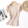 50 Natural silk Women's T Shirts Short Sleeve Crewneck Tee Basic Casual Summer Tops