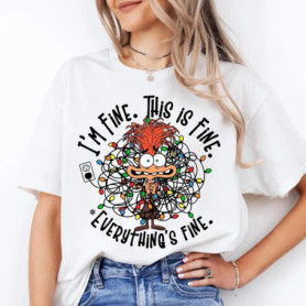 Anxiety Christmas Shirt Everything Is Fine T-Shirt Inside Out Emotions Tee Mental Health Christmas Shirt Xmas Matching Tops Gift