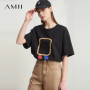 AMII Minimalist Summer T-shirts Women Casual Short Sleeve O Neck Print T-Shirt Female 2025 New Fashion Loose Tee Tops 12542182