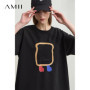 AMII Minimalist Summer T-shirts Women Casual Short Sleeve O Neck Print T-Shirt Female 2025 New Fashion Loose Tee Tops 12542182
