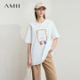 AMII Minimalist Summer T-shirts Women Casual Short Sleeve O Neck Print T-Shirt Female 2025 New Fashion Loose Tee Tops 12542182