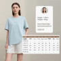Amii Women's T-Shirt 2026 Summer Round Neck Drop Shoulder Short Sleeve Tee Lace Label Letter Casual Loose Cotton Top 12612004