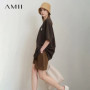 Amii Minimal Loose Women's T-Shirt Medium Long Shoulder Short Sleeve 2025 Spring New Embroidered Casual Commuter Tops 12541167