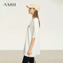 Amii Minimal Loose Women's T-Shirt Medium Long Shoulder Short Sleeve 2025 Spring New Embroidered Casual Commuter Tops 12541167