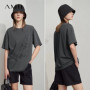 Amii Women's T-Shirt Minimalist 2025 New Summer Casual Collegiate Style Loose Mid Length Printed Round Neck Lyocell Top 12522008