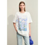 Amii Minimalism T-shirt For Women 2024 Summer New Short-sleeve Cotton Mid-length Art Oil Paint Print Casual Female Tops 12442171