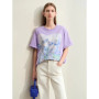 Amii Minimalism T-shirt For Women 2024 Summer New Short-sleeve Cotton Mid-length Art Oil Paint Print Casual Female Tops 12442171