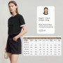 Amii Minimalist Casual Women T-shirt 2025 Summer Short Sleeve O Neck Straight Letters Color Contrast Embroidery Tops 12522098
