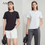 AMII Casual Print Shirt Women Summer New 2025 Short Sleeve Round Neck Baroque Pearl Straight T-shirts Woman Fashion 12522059