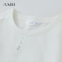 AMII Casual Print Shirt Women Summer New 2025 Short Sleeve Round Neck Baroque Pearl Straight T-shirts Woman Fashion 12522059