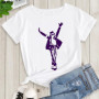 Summer women's Tshirt King Of Pop Michael Jackson print Female T shirt Harajuku casual Short Sleeve white top woman Rock T-shirt