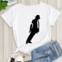 Summer women's Tshirt King Of Pop Michael Jackson print Female T shirt Harajuku casual Short Sleeve white top woman Rock T-shirt