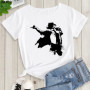 Summer women's Tshirt King Of Pop Michael Jackson print Female T shirt Harajuku casual Short Sleeve white top woman Rock T-shirt