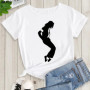 Summer women's Tshirt King Of Pop Michael Jackson print Female T shirt Harajuku casual Short Sleeve white top woman Rock T-shirt