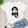 Summer women's Tshirt King Of Pop Michael Jackson print Female T shirt Harajuku casual Short Sleeve white top woman Rock T-shirt