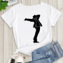 Summer women's Tshirt King Of Pop Michael Jackson print Female T shirt Harajuku casual Short Sleeve white top woman Rock T-shirt