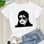 Summer women's Tshirt King Of Pop Michael Jackson print Female T shirt Harajuku casual Short Sleeve white top woman Rock T-shirt