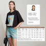 Amii Minimalist Summer T-shirt Women Irregular Design Tops Casual O-neck Abstract Print Loose Dropped Shoulder T-shirt 12522081