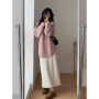 Women's Lazy Kaze Jun Mountain Cashmere Sweater round Neck Loose Long Hem Split Skirt Thickened Knitted Bottoming Shi