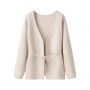 UETEEY 2024 Ladies Simple Cardigan With Sweater & Grey+Khaki Fashion Joker Warm Knitted Tied Jacket Direct Purchase Service