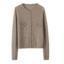Women's 100 Pure Cashmere Cardigan round Neck Hand-Embroidered Crochet Loose Lazy Sweater Knitted Coat for Fall Winter