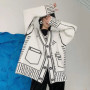Print Graffiti Unique Cardigan Women Loose V-neck Long Sleeve Luxury Knitted Female Cardigans Coat Y2k 2024 Winter cardigan