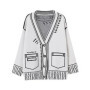 Print Graffiti Unique Cardigan Women Loose V-neck Long Sleeve Luxury Knitted Female Cardigans Coat Y2k 2024 Winter cardigan