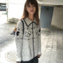 Karrram Japanese Y2k Puppy Embroidered Cardigan 2000s Style Turn-down Collar Knitted Outerwears Vintage Harajuku Knitwear Korean