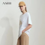 AMII Summer Casual T-shirt for Women 2025 Print Round Neck Short Sleeve Shirts Lady Fashion New Loose Clothes Woman 12522007