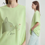 AMII Summer Casual T-shirt for Women 2025 Print Round Neck Short Sleeve Shirts Lady Fashion New Loose Clothes Woman 12522007