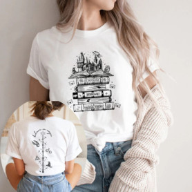 Wizard Castle Book T-shirt Wizard School Tee Cute HP Shirt Fun Magic Castle T-Shirt Short Sleeve Magic Book Graphic T Shirts