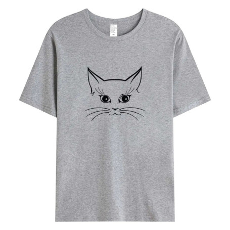 Women's 100 Cotton T Shirts Oversized Casual Tee 2025 Summer Short Sleeve Top New Cat Graphic Woman Clothing