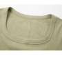 Women's Light Green Ribbed Knit T-Shirt Scoop Neck Short Sleeve Slim Fit Casual Top