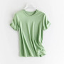 High-end New 10 Silk & Mercerized Cotton Women T-shirt Luxury Tee Short Sleeve Silky Feeling Summer Wear 2025 Tops V / O-neck