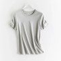 High-end New 10 Silk & Mercerized Cotton Women T-shirt Luxury Tee Short Sleeve Silky Feeling Summer Wear 2025 Tops V / O-neck