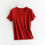 High-end New 10 Silk & Mercerized Cotton Women T-shirt Luxury Tee Short Sleeve Silky Feeling Summer Wear 2025 Tops V / O-neck