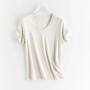 High-end New 10 Silk & Mercerized Cotton Women T-shirt Luxury Tee Short Sleeve Silky Feeling Summer Wear 2025 Tops V / O-neck