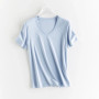High-end New 10 Silk & Mercerized Cotton Women T-shirt Luxury Tee Short Sleeve Silky Feeling Summer Wear 2025 Tops V / O-neck