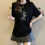 Chinese Style Bamboo Embroidery Frog Button Short Sleeve T-shirt Women's Summer New Loose Slim Top