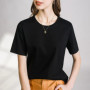 80 Pieces Liquid Ammonia Silk Cotton White Short Sleeved Shoulder T-shirt for Women's Spring/summer V-round Neck Basic Top